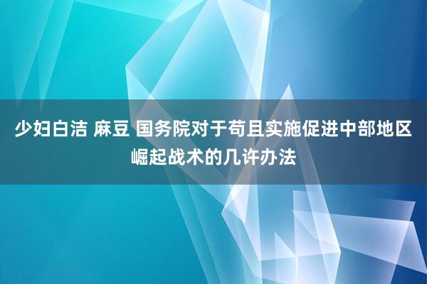 少妇白洁 麻豆 国务院对于苟且实施促进中部地区崛起战术的几许办法