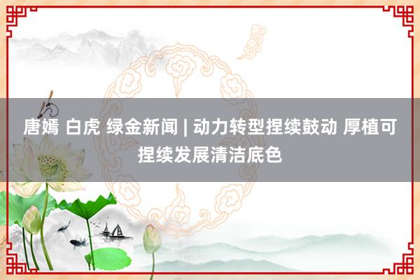 唐嫣 白虎 绿金新闻 | 动力转型捏续鼓动 厚植可捏续发展清洁底色