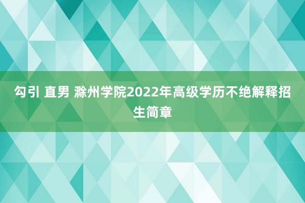 勾引 直男 滁州学院2022年高级学历不绝解释招生简章