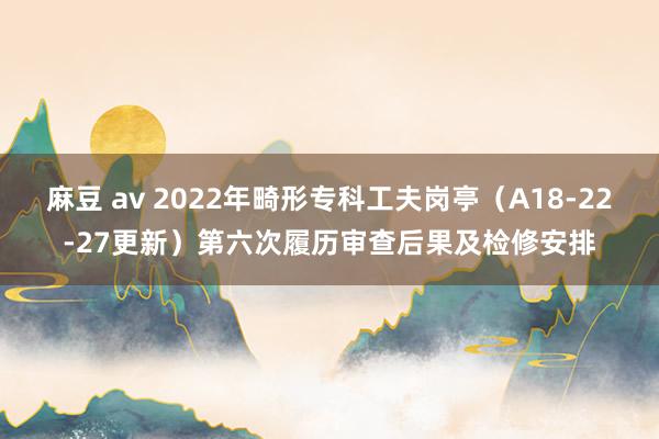 麻豆 av 2022年畸形专科工夫岗亭（A18-22-27更新）第六次履历审查后果及检修安排